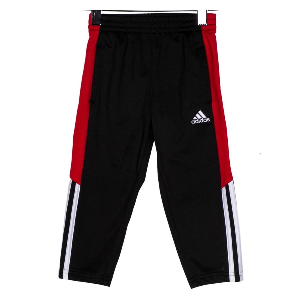 ADIDAS Black & Red Athletic Soccer Running Basketball Track Pants